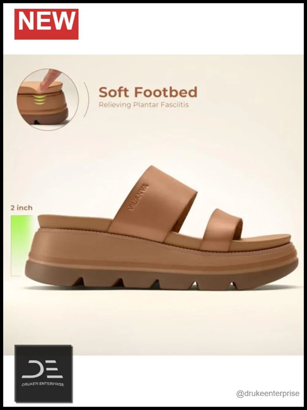 Women's Platform Slip On Sandals - Lightweight Chunky Slides with Arch Support